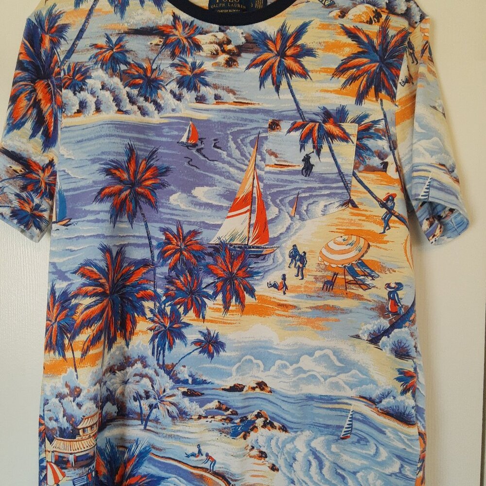 MENS POLO RALPH LAUREN Hawaiian Island Resort wear Pocket logo T-shirt Large